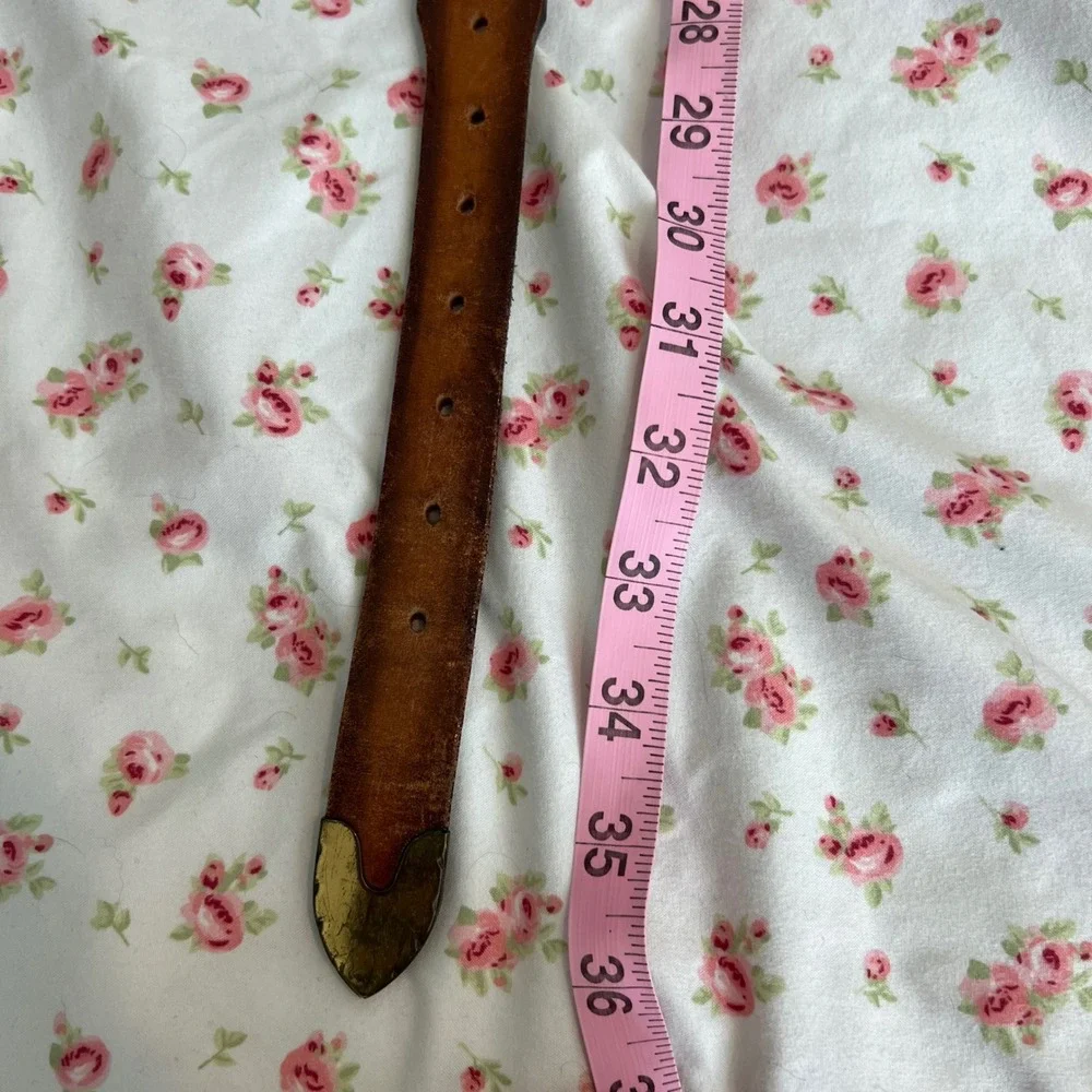 vintage levi's genuine leather belt with cutest iridescent flower buckle